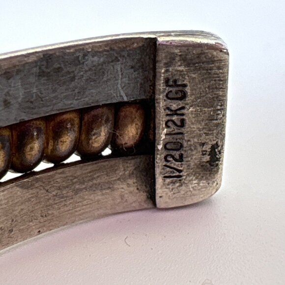 VTG 12k Gold Filled Sterling Silver 925 Open Cuff Bracelet Size 7.5" Fit - Picture 5 of 11